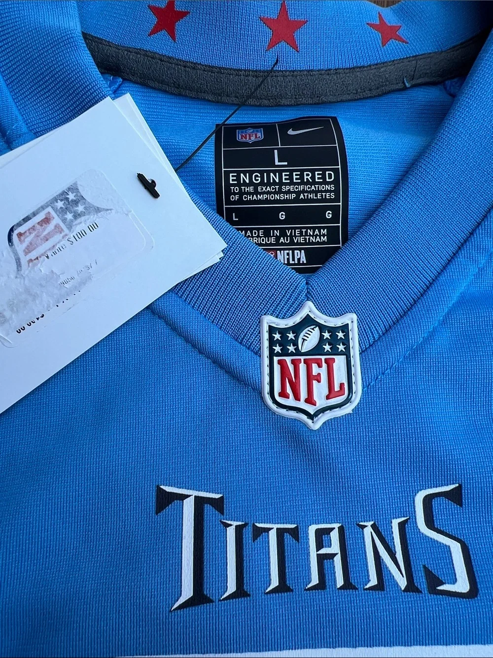 Youth L-Nike Tennessee Titans Sky Blue Football Jersey with Navy Accents
